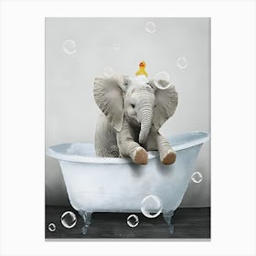 Elephant In A Bath Canvas Print