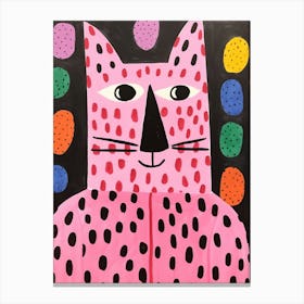 Pink Polka Dot Cat 1 Canvas Print