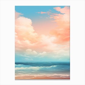 A Blue Ocean And Beach At Sunset With Waves Pink Photography 1 Canvas Print
