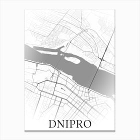 Dnipro, Ukraine, City Map, Black And White Fade Design Leinwandbild