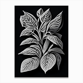 Spearmint Leaf Linocut 2 Canvas Print