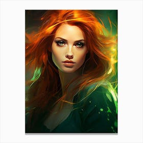 Beautiful woman with striking emerald eyes Canvas Print