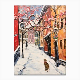 Cat In The Streets Of Oslo   Norway With Snow 2 Canvas Print