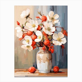 Anemone Flower And Peaches Still Life Painting 2 Dreamy Canvas Print