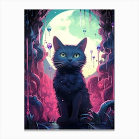 Black Cat In The Moonlight 2 Canvas Print