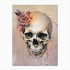 Skull With Flower Canvas Print