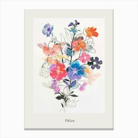 Phlox 1 Collage Flower Bouquet Poster Canvas Print