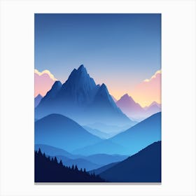 Misty Mountains Vertical Composition In Blue Tone 97 Canvas Print