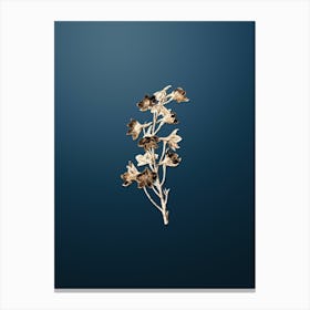 Gold Botanical Shewy Delphinium Flower on Dusk Blue n.3173 Canvas Print