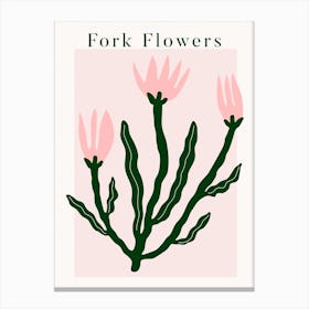 Fork Flowers Green Canvas Print