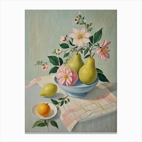 Pears And Flowers Canvas Print