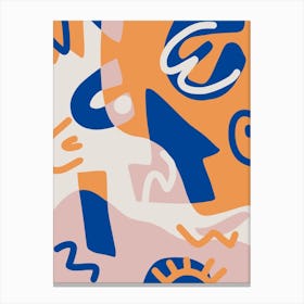 Abstract Shapes In Blue And Orange Canvas Print