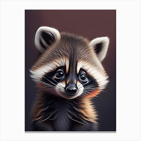Baby Raccoon Cute Digital Canvas Print