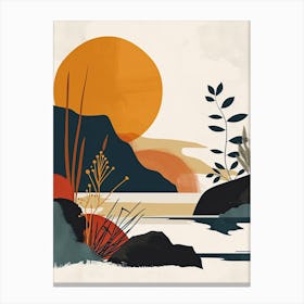 Sunset At The Lake, Scandinavian Simplicity Canvas Print