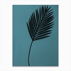 Teal black palm leaf 1 Canvas Print