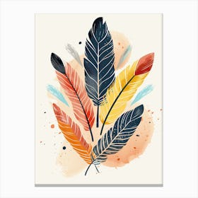 Watercolor Feathers, Mid Century Canvas Print