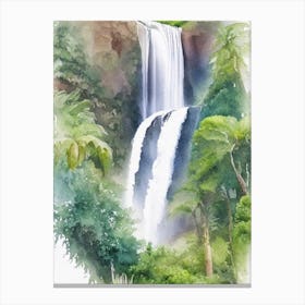 Wailua Falls, United States Water Colour  (1) Canvas Print