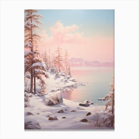 Dreamy Winter Painting Lake Tahoe Usa 3 Canvas Print