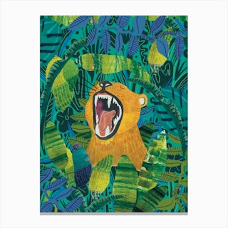 Lion Roar Watercolour Jungle Canvas Print