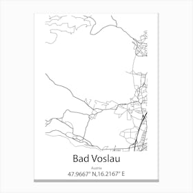 Bad Voslau,Austria Minimalist Map Canvas Print