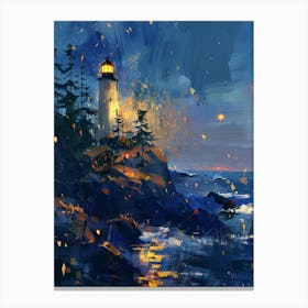 Lighthouse At Night 7 Canvas Print