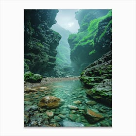 Waterfall In A Canyon Canvas Print