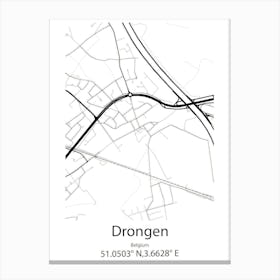 Drongen,Belgium Minimalist Map Canvas Print