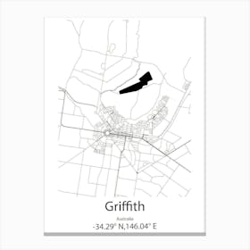 Griffith,Australia Minimalist Map Canvas Print