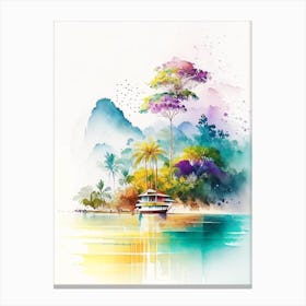 Langkawi Malaysia Watercolour Pastel Tropical Destination Canvas Print