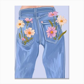 Botanical Denim Jean Canvas Print