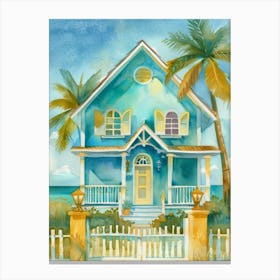 Watercolor Of A Beach House Canvas Print