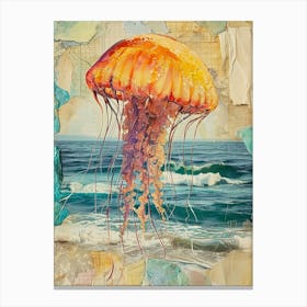 Jellyfish Retro Collage 4 Canvas Print