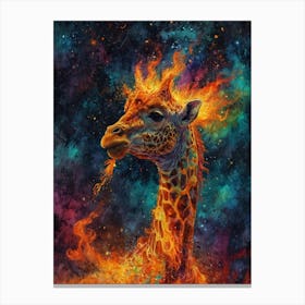 Giraffe On Fire Canvas Print