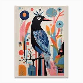 Colourful Scandi Bird Coot 4 Canvas Print