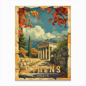 A Timeless Journey: Vintage Athens Travel Poster Canvas Print