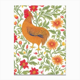 Rooster William Morris Style Bird Canvas Print