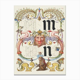 Guide For Constructing The Letters M And N From Mira Calligraphiae Monumenta, Joris Hoefnagel Canvas Print
