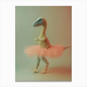 Toy Pastel Dinosaur Dancing In A Tutu 2 Canvas Print