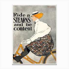 Ride A Stearns And Be Content (1896), Edward Penfield Canvas Print
