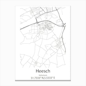 Heesch,Netherlands Minimalist Map Canvas Print