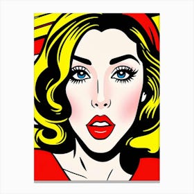 Pixelated Perfection: A Woman’s Essence in Dots and Hues Pop Art Canvas Print