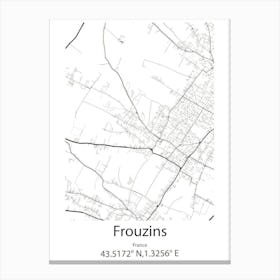 Frouzins,France Minimalist Map Canvas Print