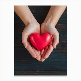 Red Heart In Hands Canvas Print