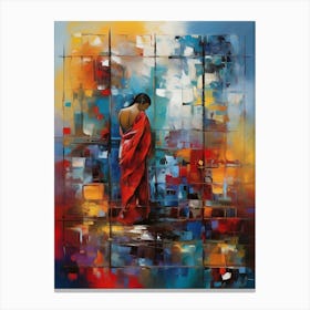 Woman In Red Sari Canvas Print