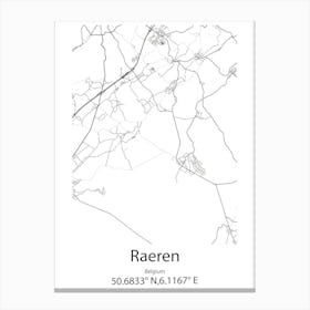 Raeren,Belgium Minimalist Map Canvas Print