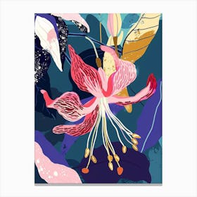 Colourful Flower Illustration Fuchsia 3 Canvas Print