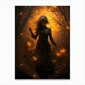 Woman in lights 2 Canvas Print