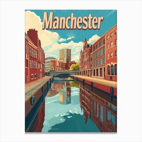 Aihrgdesign A Retro Travel Poster For Manchester Featuring Th 401d1fc9 1d4d 4652 8357 F4721af26148 2 Canvas Print