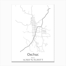 Oxchuc,Mexico Minimalist Map Canvas Print