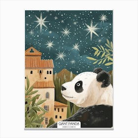 Giant Panda Looking At A Starry Sky Poster 3 Canvas Print